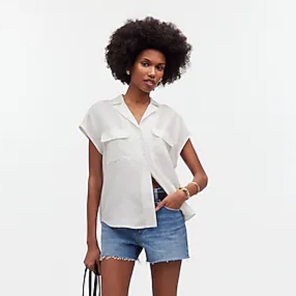 NWT Madewell Silk Drapey Patch-Pocket Sleeveless Shirt - Picture 3 of 6